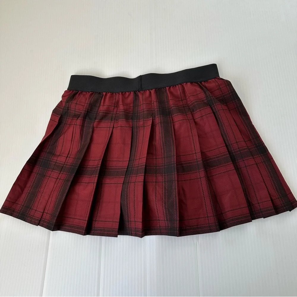 ALO Yoga Legacy Plaid Varsity Tennis Skirt Cranberry Black, S